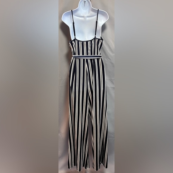 Forever 21 Striped Velvet Jumpsuit Navy/cream Sz 0X Plus‎ Women’s - Picture 4 of 12